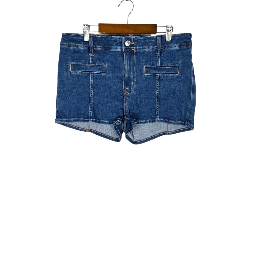American Eagle Micro Shorts Womens 6 Blue Denim High Rise Stretch Fitted New